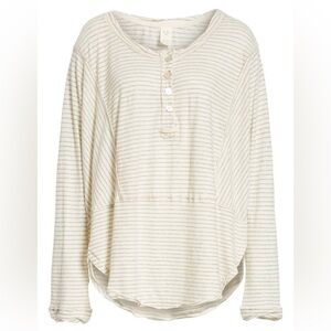 We The Free Cream and Gray Striped Top